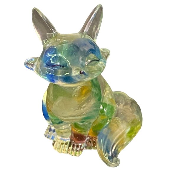 Handcrafted Rainbow Glass Resin Fox Figurine Art Sculpture - Picture 3 of 6